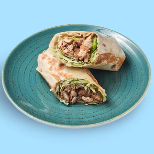 Chicken shawarma roll wrapped in fresh flatbread